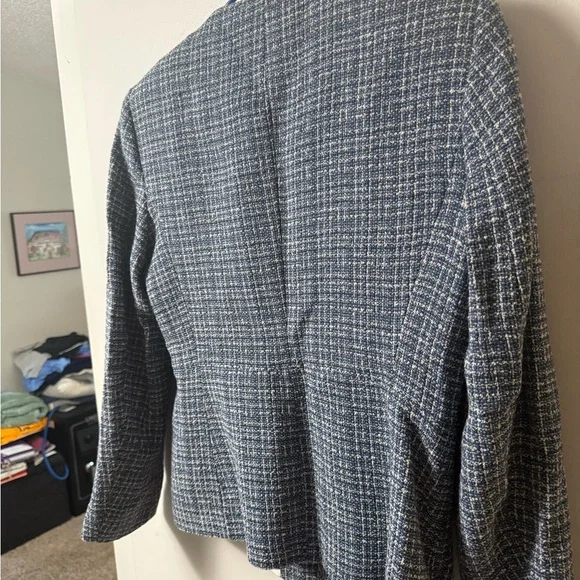 Zara Navy Tweed Blazer with Silver Buttons - Picture 5 of 6